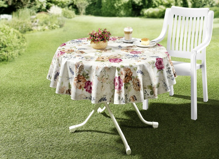 - Wachstuch-Tischserie mit Blumen-Motiven, in Größe 180 (Mitteldecke, 80/ 80 cm) bis 220 (Tischdecke oval, 140/190 cm), in Farbe BEIGE Ansicht 2