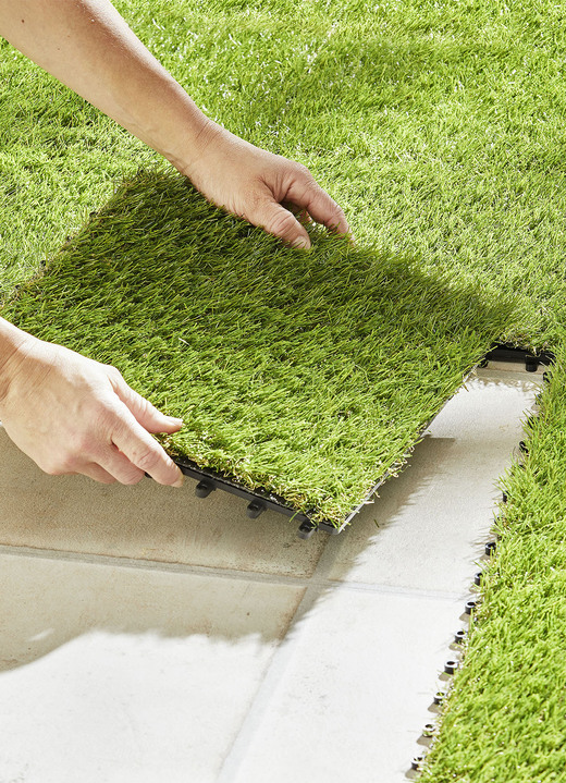 Terrassenboden - Rasenfliesen aus Polypropylen, 10er-Pack, in Farbe GRÜN Ansicht 1