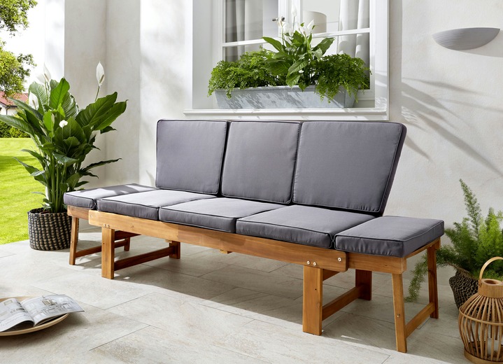 Garten - Funktionsbank aus Akazienholz inkl. Kissen, in Farbe BRAUN Ansicht 3