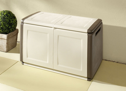 Gartenmöbel - Gartenboxen aus robustem Polypropylen – Farbe BEIGE – Ansicht  Gartenmöbel - Gartenboxen aus robustem Polypropylen, in Farbe BEIGE, in Ausführung klein – Farbe BEIGE – Ansicht