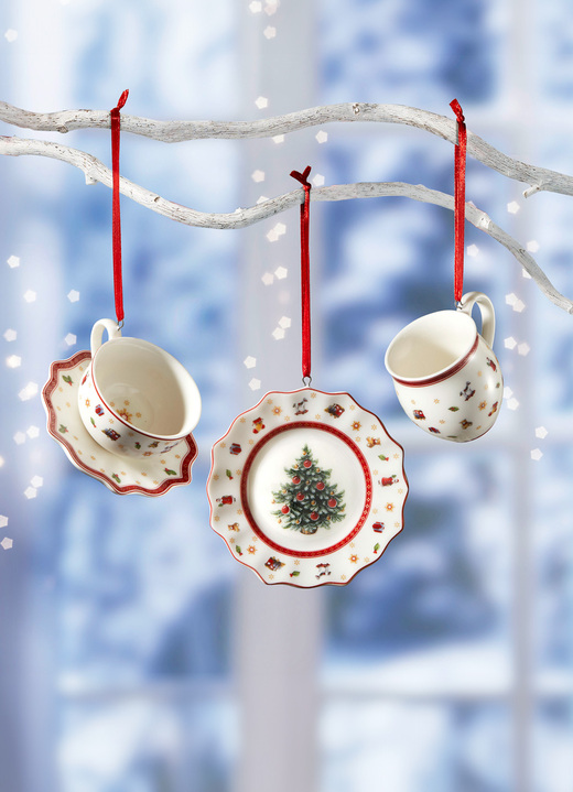 - Villeroy & Boch Baumhänger aus Porzellan, 3er-Set, in Farbe WEISS-ROT Ansicht 1