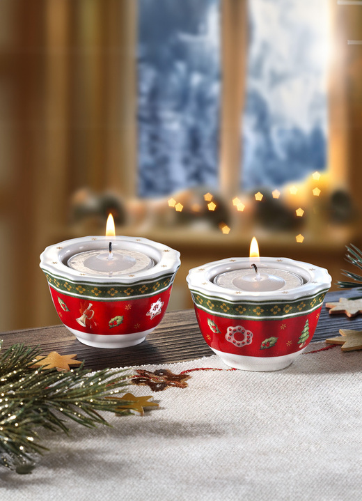 Villeroy & Boch - Villeroy & Boch Teelichthalter aus Porzellan, in Farbe ROT-GRÜN Ansicht 2