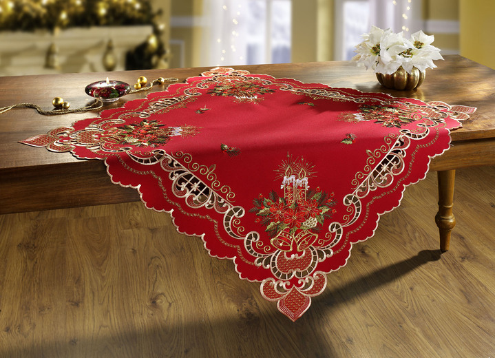 Tischdecken - Aufwendig gestaltete Tisch- und Raumdekoration, in Größe 101 (Deckchen oval, 35x 50 cm) bis 404 (Kissenbezug, 40x 40 cm), in Farbe ROT Ansicht 3