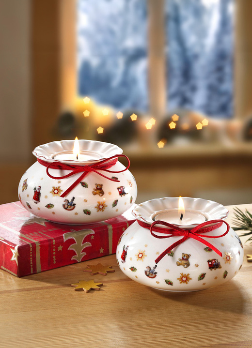 - Villeroy & Boch Teelichthalter aus Porzellan, in Farbe WEISS-ROT Ansicht 1