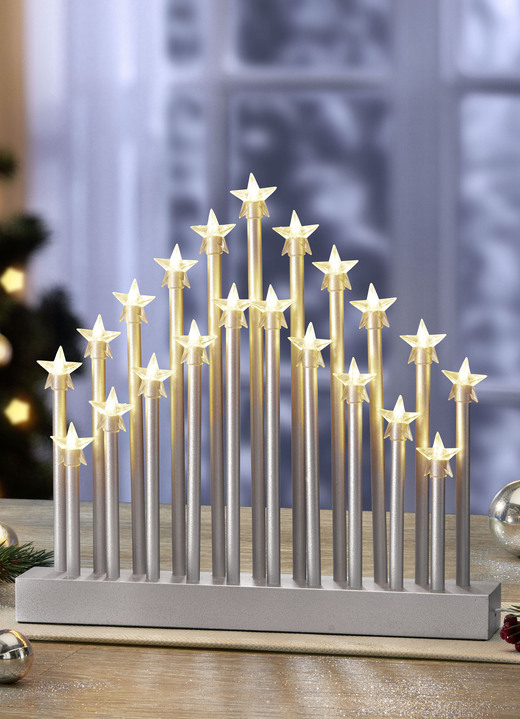 Weihnachtliche Dekorationen - LED-Leuchter, 21-flammig, in Farbe SILBER