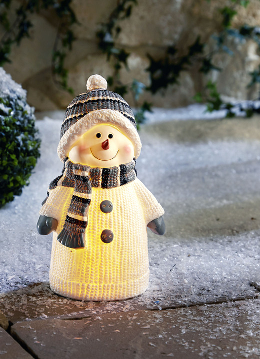 Außendekorationen - Schneemann, handbemalt, mit LED-Beleuchtung, in Farbe BUNT