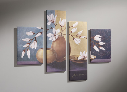 Bilder-Set mit Magnolien, 4-teilig