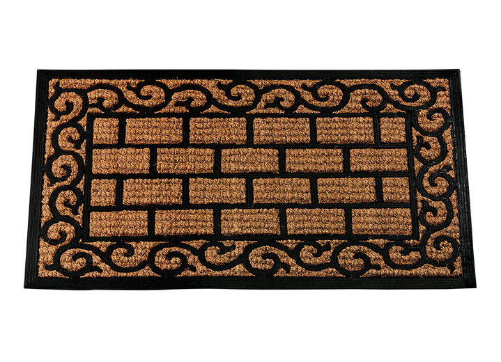 Fußmatten - Fußmatte Antik mit Hartgummi-Ornamenten, in Farbe NATUR-SCHWARZ, in Ausführung Fußmatte rechteckig