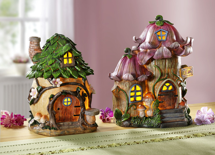 Wohnaccessoires - Beleuchtetes Zwergenhaus, in Farbe GRÜN-BRAUN, in Ausführung Mit grünem Blätterdach Ansicht 2