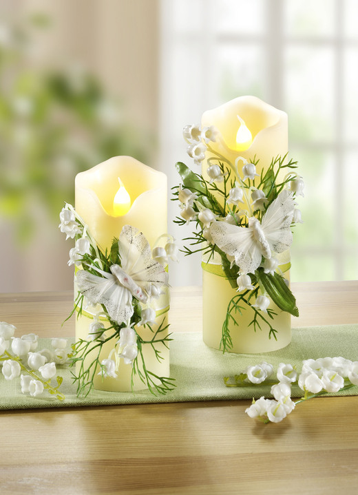 - LED-Kerzen mit naturgetreuem Flackereffekt, 2er-Set, in Farbe CREME-WEIß