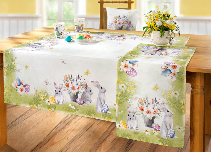 Tischdecken - Stimmungsvolle Wohn-Accessoires, in Größe 101 (Läufer, 40x 90 cm) bis 404 (Kissenbezug, 40x 40 cm), in Farbe GRÜN-BUNT Ansicht 1