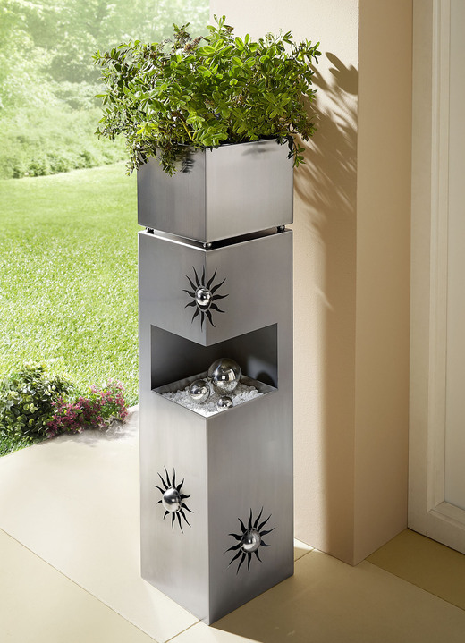 Garten - Pflanzsäule Sol aus rostfreiem Edelstahl, in Farbe SILBER