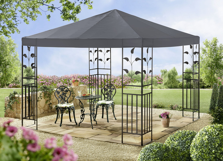 Pavillons - Pavillon Lukas mit pulverbeschichtetem Stahlgestell, in Farbe GRAU Ansicht 2