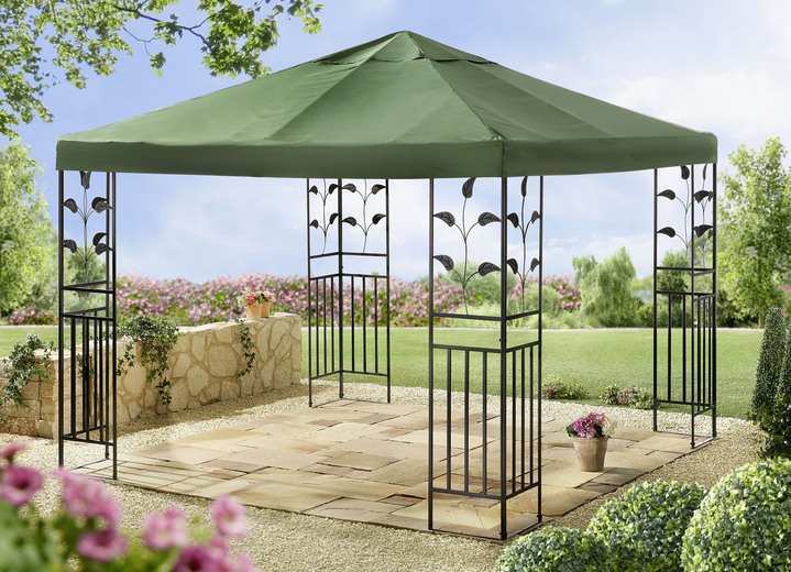 Pavillons - Pavillon Lukas mit pulverbeschichtetem Stahlgestell, in Farbe GRAU Ansicht 3