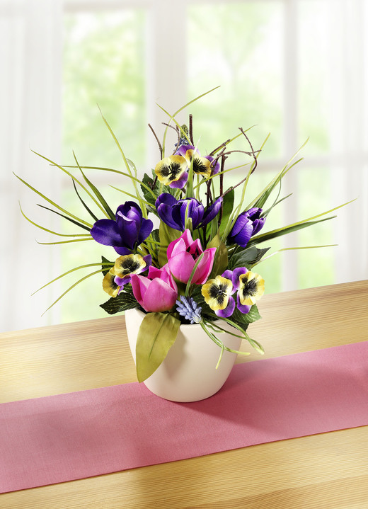- Tulpen-Gesteck in frühlingsfrischen Farben, in Farbe GRÜN