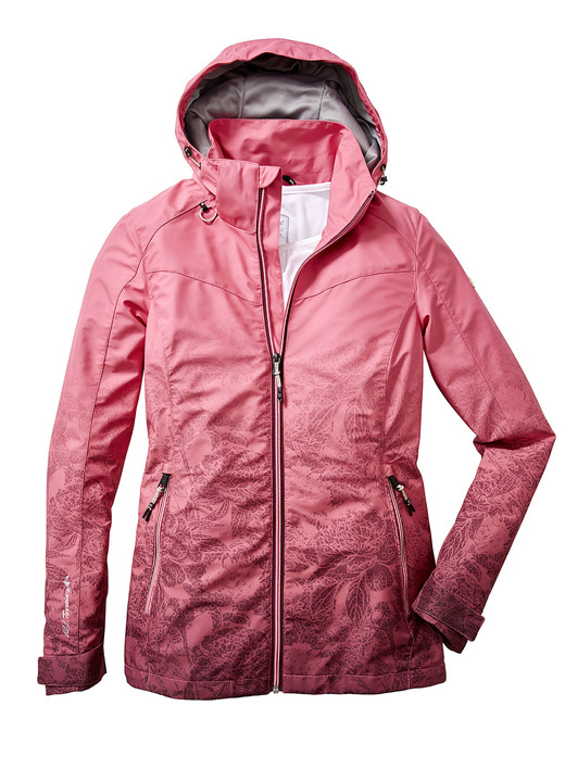 Lang - Modische Damen-Softshell-Jacke mit abnehmbarer Kapuze, in Größe 036 bis 050, in Farbe KORALLE Ansicht 1