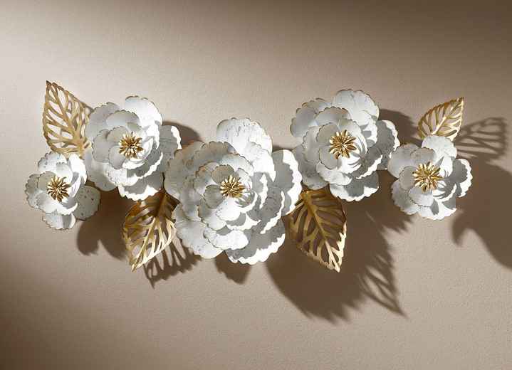 Metall-Wandbilder - Wanddekoration aus Eisen, in Farbe WEISS-GOLD Ansicht 2
