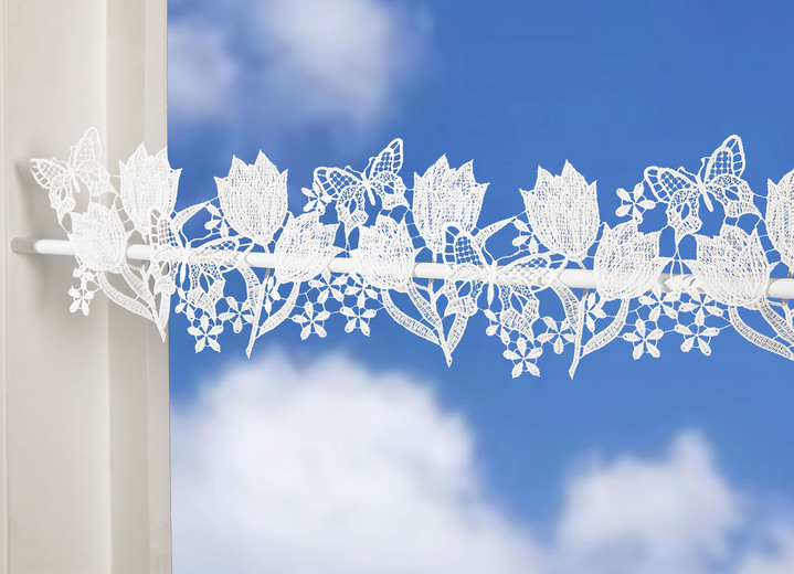 Klassisch - Hochwertige Stangendekoration mit Tulpen-Motiv, in Größe 628 (H14xB 44 cm) bis 684 (H14xB154 cm), in Farbe WEISS Ansicht 1