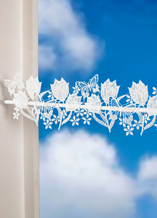 Klassisch - Hochwertige Stangendekoration mit Tulpen-Motiv – Farbe WEISS Klassisch - Hochwertige Stangendekoration mit Tulpen-Motiv, in Größe 628 (H14xB 44 cm) bis 684 (H14xB154 cm), in Farbe WEISS