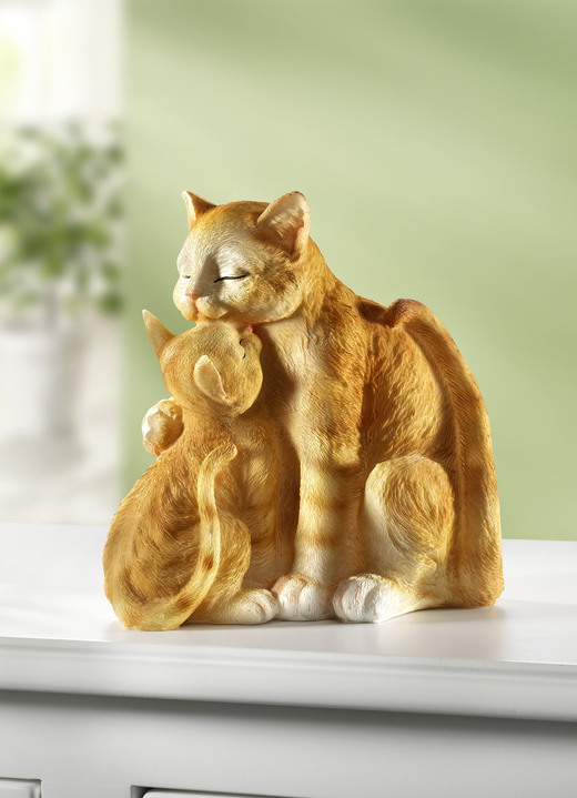 Figuren - Katzenmutter mit Kind , in Farbe TERRA-WEISS
