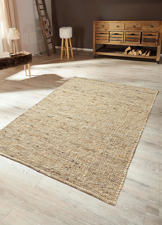 Modern - Handgewebte Brücken und Teppiche aus Schurwolle, in Größe 103 (Brücke, 60x 90 cm) bis 299 (Teppich, 290x390 cm), in Farbe SAND Ansicht 3