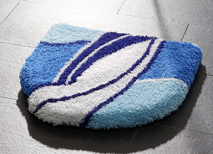 - Badgarnitur mit rutschhemmender Rückseite, in Größe 100 (Vorleger halbrund, 50x 80 cm) bis 112 (WC-Deckelbezug, 47x 50 cm), in Farbe BLAU Ansicht 2