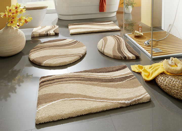 Badgarnituren - Badgarnitur von Grund mit rutschhemmender Latex-Rückseite, in Größe 100 (Vorleger halbrund, 50x 80 cm) bis 112 (WC-Deckelbezug 47x 50 cm), in Farbe TERRA Ansicht 4