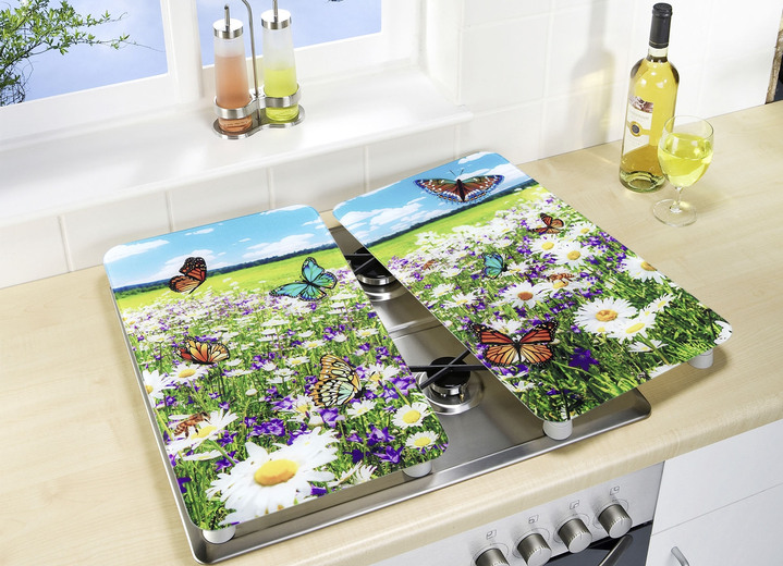 Haushaltshelfer - Herdabdeckplatten aus Glas mit Sommerwiesen-Motiv, in Farbe SOMMERWIESE Ansicht 1