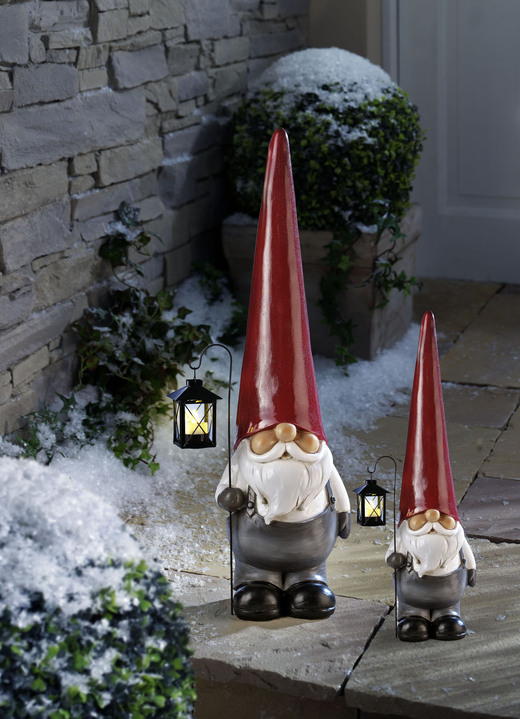 Außendekorationen - Weihnachts-Wichtel mit LED-Teelicht, in Farbe ROT-GRAU, in Ausführung Wichtel klein