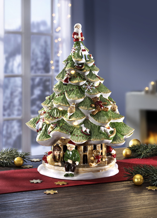 - Spieldose Weihnachtsbaum aus hochwertigem Porzellan, in Farbe GRÜN-ROT