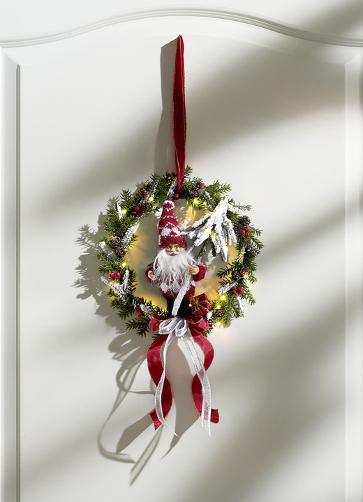 Weihnachten - Beleuchteter Wandkranz, in Farbe ROT-WEISS-GRÜN