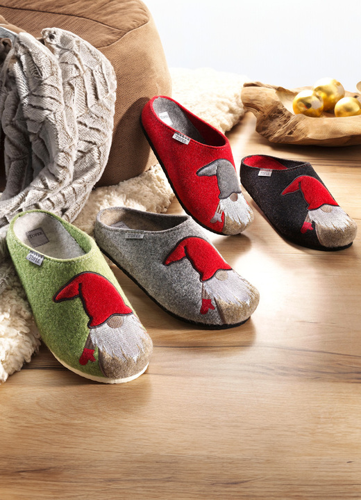 Hausschuhe - Hausschuh aus Wollfilz, in Größe 036 bis 042, in Farbe ROT Ansicht 2