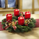 Gestecke & Kränze - Adventskranz mit LED-Echtwachskerzen, in Farbe ROT