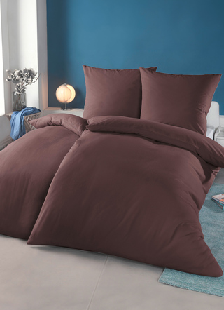 - Biber Bettwäsche-Garnitur mit Reißverschluss, in Größe 111 (40x80 cm + 135x200 cm) bis 115 (80x80 cm + 155x220 cm), in Farbe BRAUN