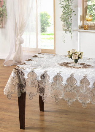 - Tischdecke oder Kissenbezug mit filigran gearbeiteten Motiven, in Größe 130 (Läufer, 40x150 cm) bis 404 (Kissenbezug, 40x 40 cm), in Farbe CREME – Farbe CREME – Ansicht 