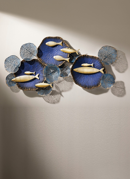 Metall-Wandbilder - Wanddekoration aus Metall, in Farbe BLAU-GOLD Ansicht 1