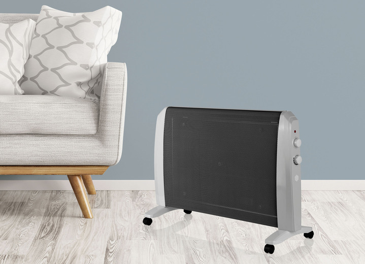 Raumklima - Keramik-Heizwellen-Gerät mit Transportrollen, in Farbe WEISS-GRAU Ansicht 3