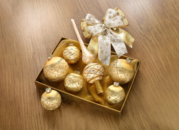 Christbaumschmuck - Hochwertiger Weihnachtsbaumschmuck, in Farbe GOLD-CREME, in Ausführung Weihnachtsbaumkugeln, 4er-Set Ansicht 1