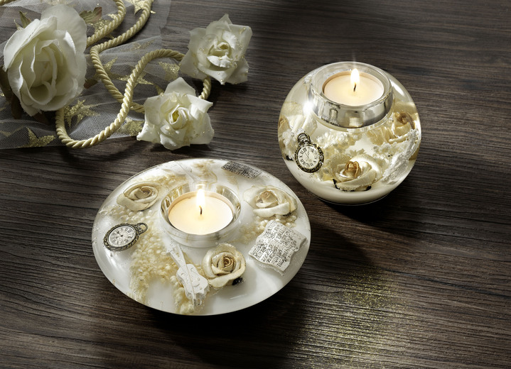 - Teelichthalter aus mundgeblasenem Glas von Dreamlight, in Farbe CREME-WEISS, in Ausführung Kugel Ansicht 2