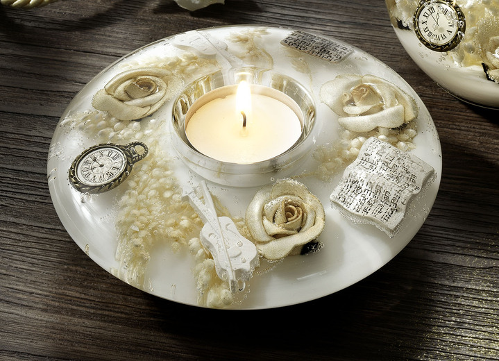- Teelichthalter aus mundgeblasenem Glas von Dreamlight, in Farbe CREME-WEISS, in Ausführung Ufo Ansicht 1