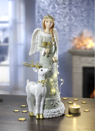 Beleuchteter Engel mit Hirsch