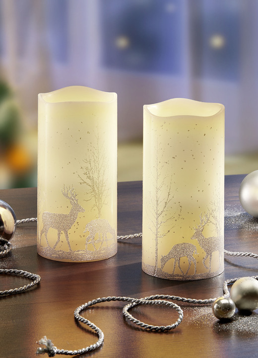 - Batteriebetriebene LED-Echtwachskerze, 2er-Set, in Farbe GELB-ORANGE