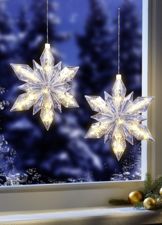 Fensterdekorationen - Batteriebetriebener LED-Weihnachtsstern, 2er-Set, in Farbe WEISS