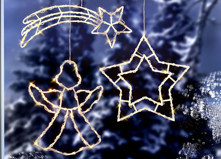 Weihnachten - Beleuchtete Fensterdekorationen, batteriebetrieben, in Farbe WEISS, in Ausführung Sternschnuppe Ansicht 2