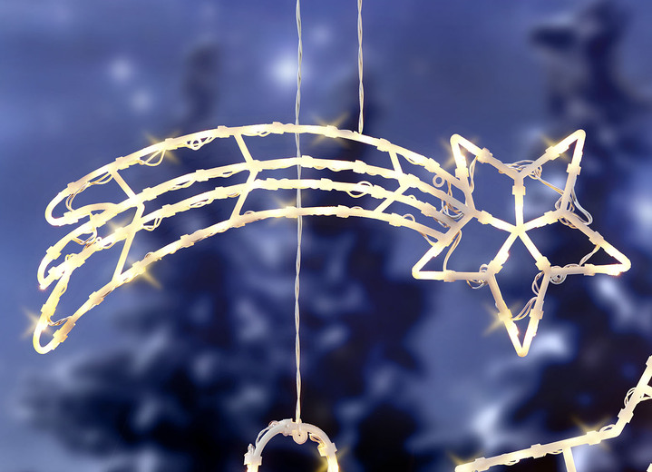 Weihnachten - Beleuchtete Fensterdekorationen, batteriebetrieben, in Farbe WEISS, in Ausführung Sternschnuppe Ansicht 1
