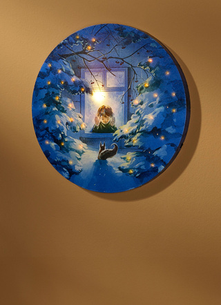 - Batteriebetriebenes LED-Leinwandbild, in Farbe BLAU-GELB-GRÜN