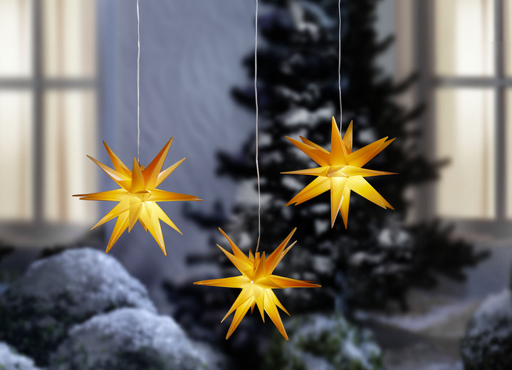 Außendekorationen - 3er Set LED-Sterne, mit Timerfunktion, in Farbe WEISS Ansicht 2