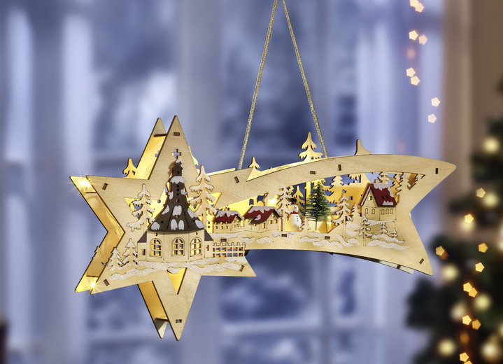 Weihnachtliche Dekorationen - Beleuchtete Sternschnuppe, batteriebetrieben, in Farbe NATUR
