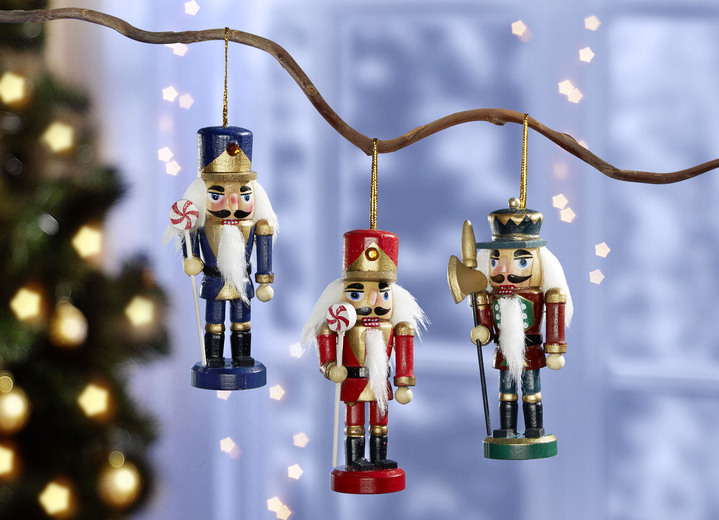 Christbaumschmuck - Baumhänger aus Holz, 3er-Set, in Farbe BUNT