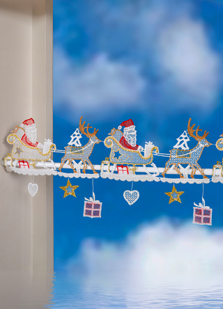 Stangendekoration Weihnachtsmann aus Plauener Spitze